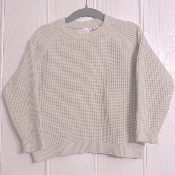 ZARA EUC Boys Sad Beige Neutral Textured Knit Sweater - Picture 1 of 1